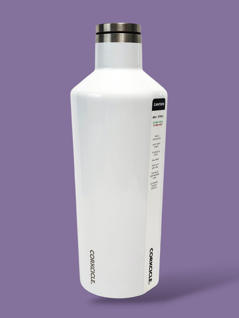 Corkcicle 60oz Large White Stainless Steel Canteen Thermos Uline